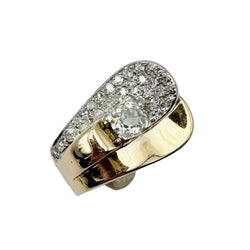 Bague Pavée en or jaune, platine et diamants - Castafiore