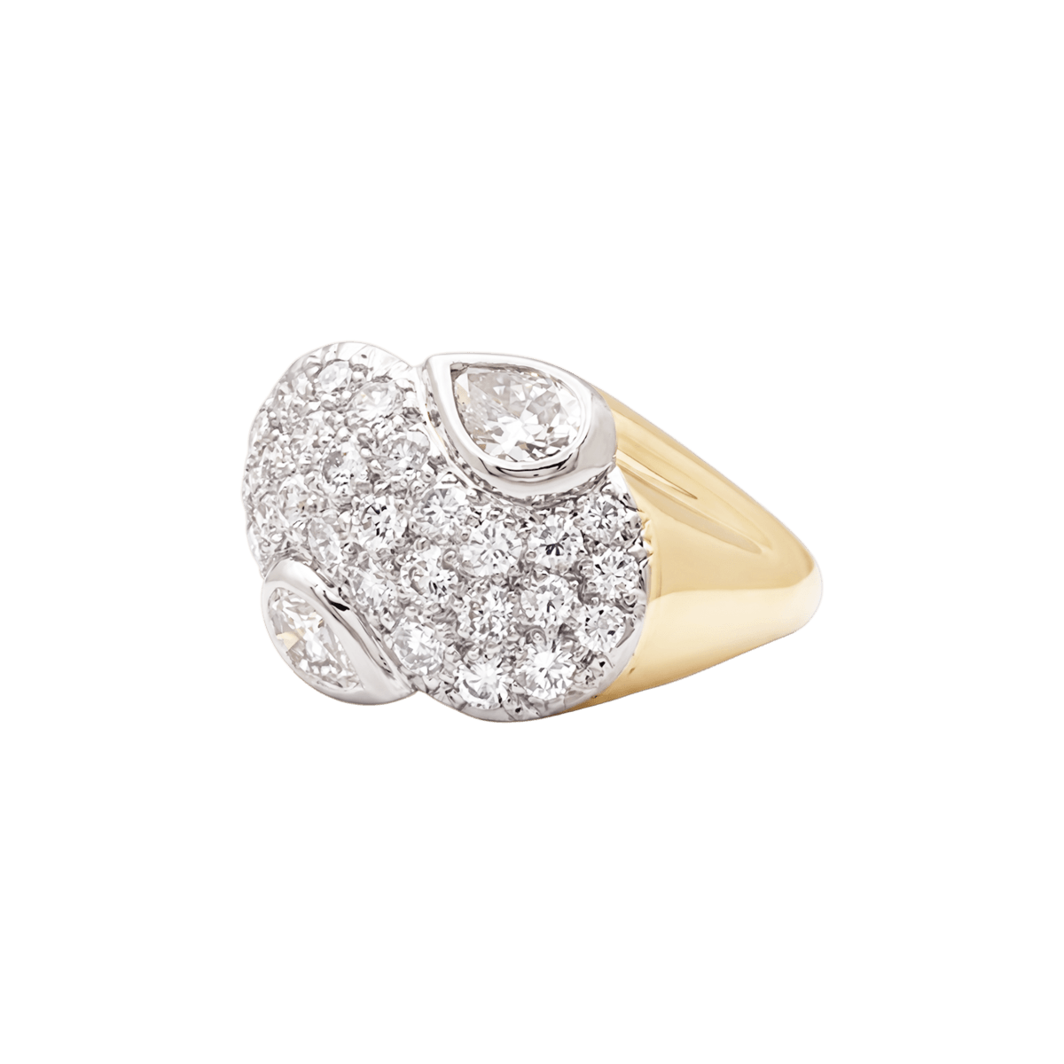 Bague Pavée en or jaune, platine et diamants - Castafiore