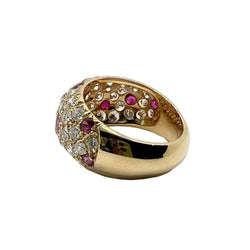 Bague Pavée en or jaune, rubis et diamants - Castafiore