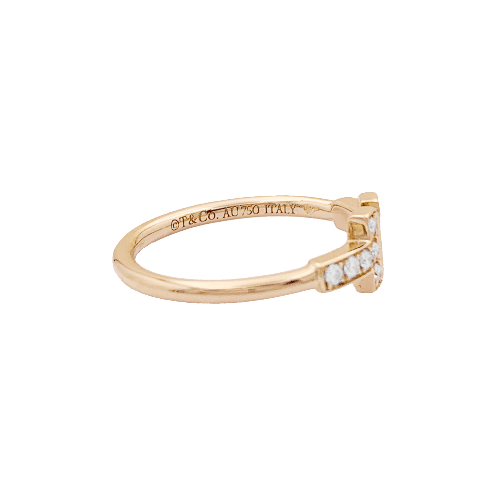 Bague Pavée TIFFANY & CO "Wire" en or rose et diamants - Castafiore