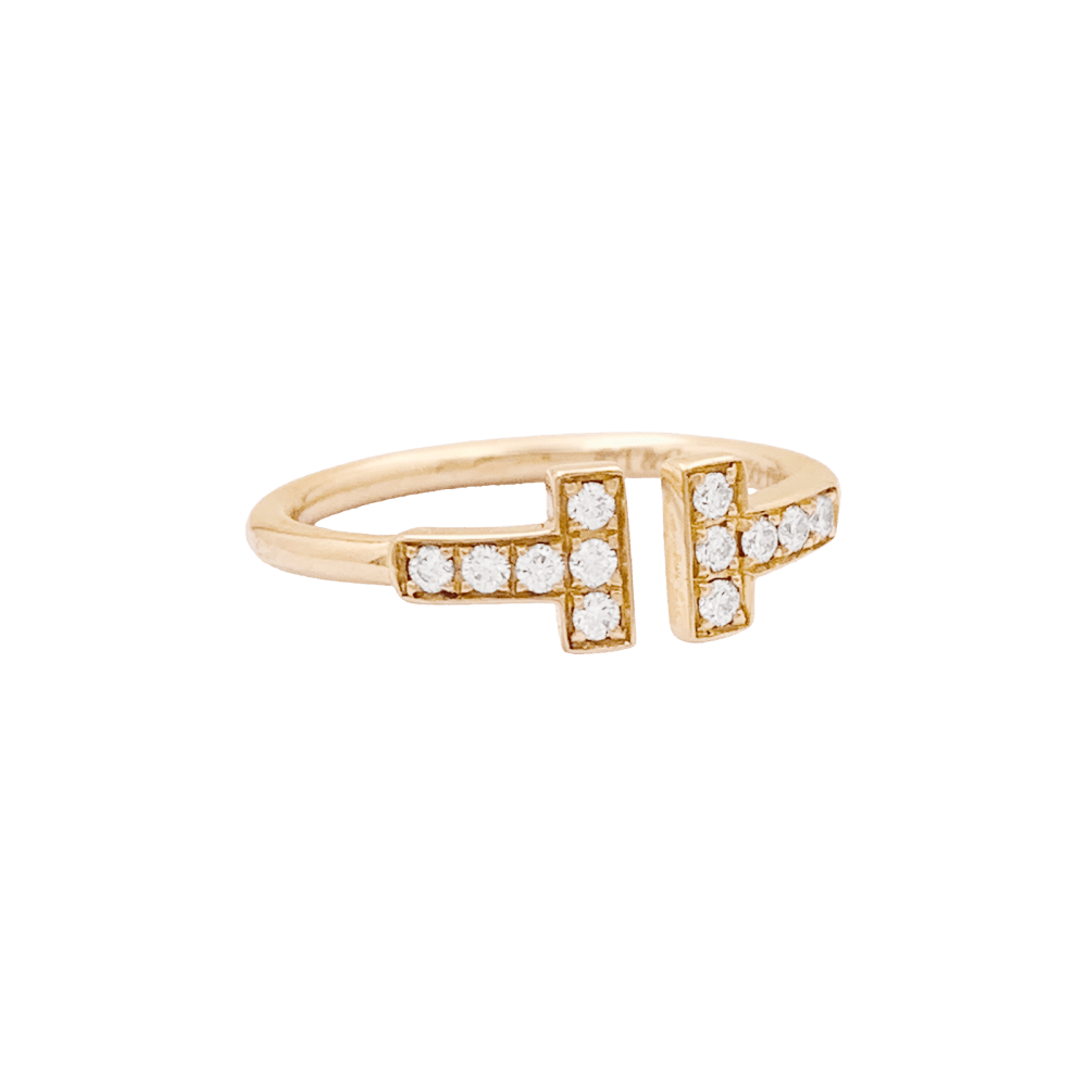 Bague Pavée TIFFANY & CO "Wire" en or rose et diamants - Castafiore