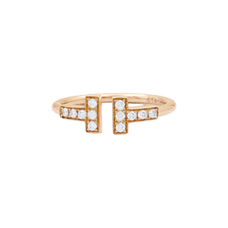 Bague Pavée TIFFANY & CO "Wire" en or rose et diamants - Castafiore