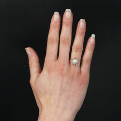 Bague perle de cutlure Akoya et diamants flocon - Castafiore
