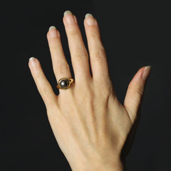 Bague perle grise et or jaune - Castafiore