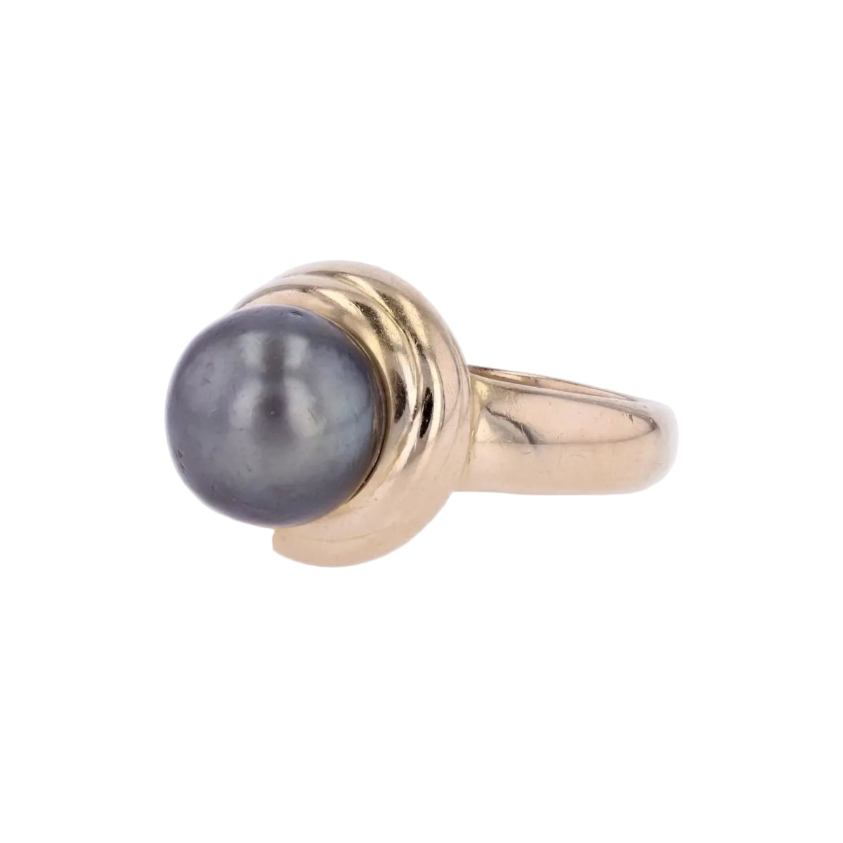 Bague perle grise et or jaune - Castafiore