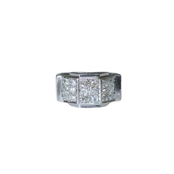 Bague Plans Art Deco Escalier Diamants sur Platine - Castafiore