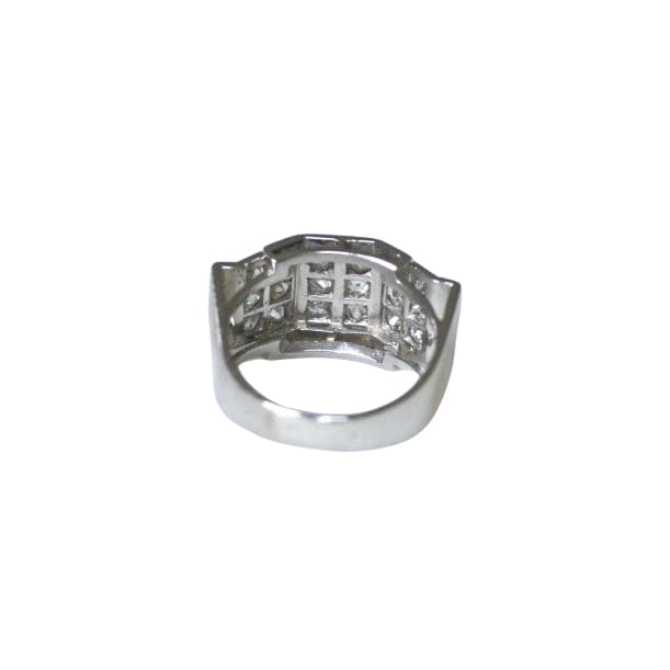 Bague Plans Art Deco Escalier Diamants sur Platine - Castafiore