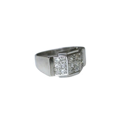Bague Plans Art Deco Escalier Diamants sur Platine - Castafiore