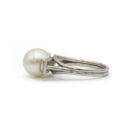 Bague - Platine, diamants et perle - Castafiore