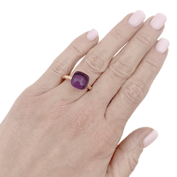Bague POMELATTO, "Nudo Classic" en or rose et améthyste - Castafiore