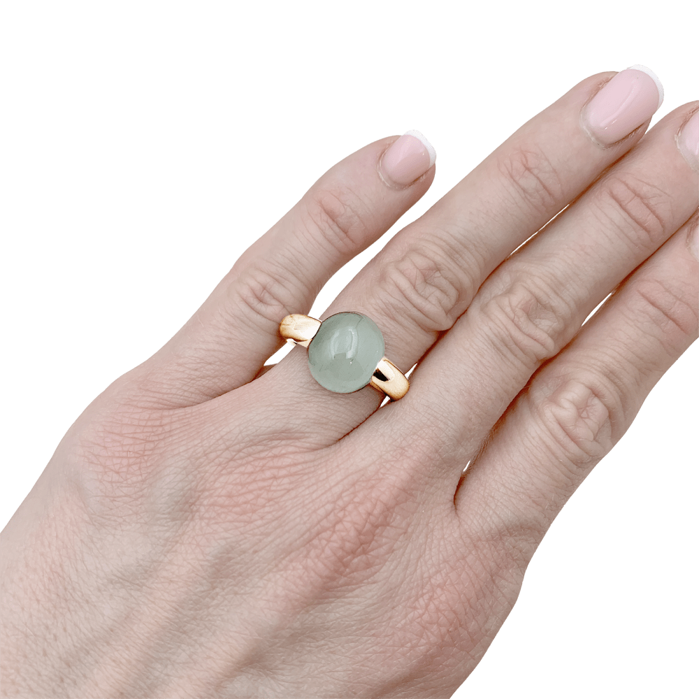 Bague POMELLATO "Luna" en or rose et aigue - marine - Castafiore