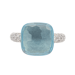 Bague POMELLATO "Nudo" en or rose, or blanc, topaze et diamants - Castafiore