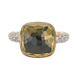 Bague POMELLATO "Nudo" en or rose, prasiolite et diamants - Castafiore