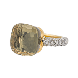 Bague POMELLATO "Nudo" en or rose, prasiolite et diamants - Castafiore