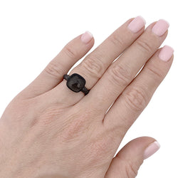Bague POMELLATO Nudo en or rose, titane, obsidienne, diamants noirs. - Castafiore