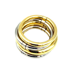 Bague POMELLATO "Tubolare" en or blanc et or jaune - Castafiore