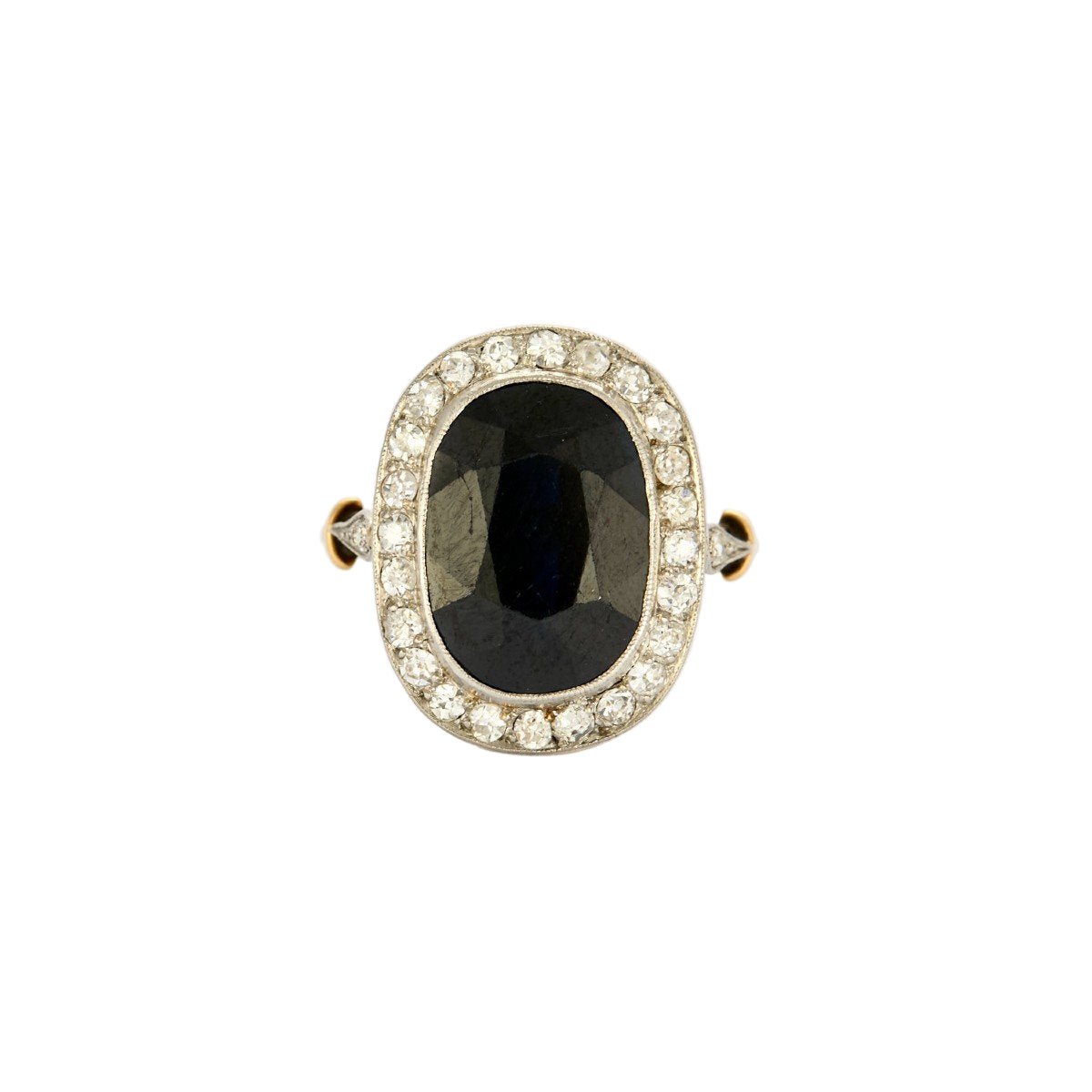 Bague Pompadour Belle en or jaune, or blanc, saphir et diamants - Castafiore