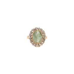 Bague pompadour émeraude cabochon et diamants en or - Castafiore