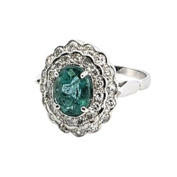 Bague Pompadour en or blanc, émeraude et diamants - Castafiore