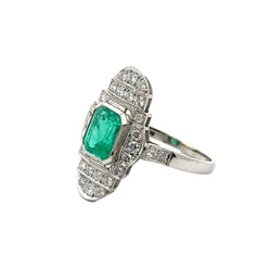 Bague Pompadour en or blanc, émeraude et diamants - Castafiore