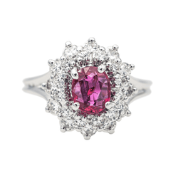 Bague Pompadour en or blanc et rubis - Castafiore