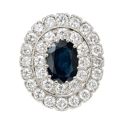Bague Pompadour en or blanc, or jaune, saphir et diamants - Castafiore