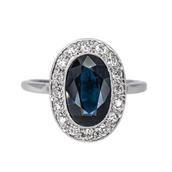 Bague Pompadour en or blanc, platine, saphir et diamants - Castafiore