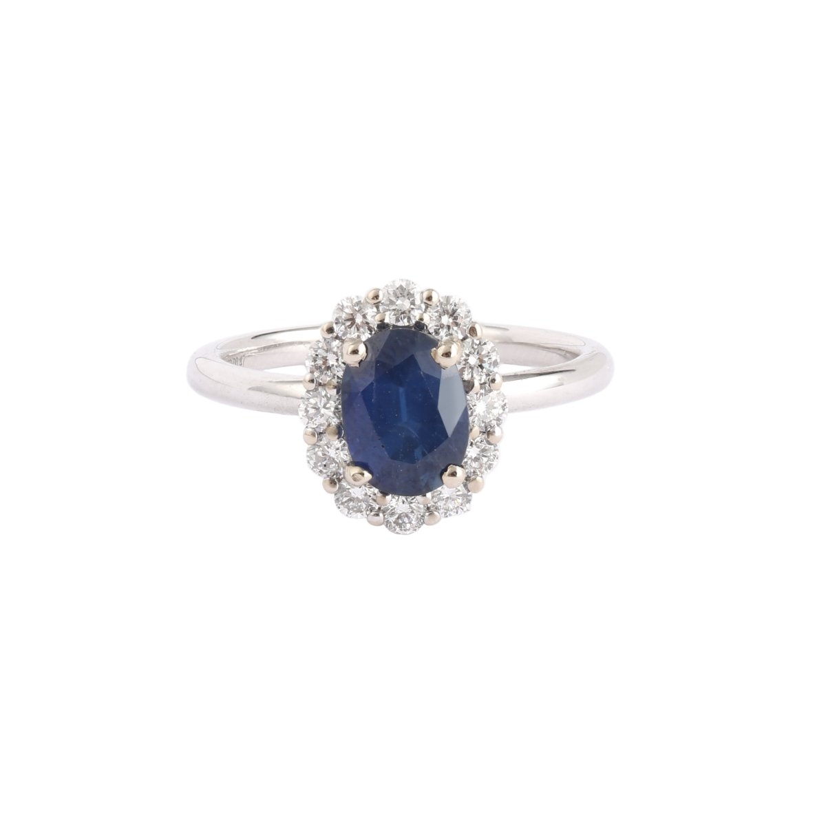 Bague Pompadour en or blanc, saphir et diamants - Castafiore