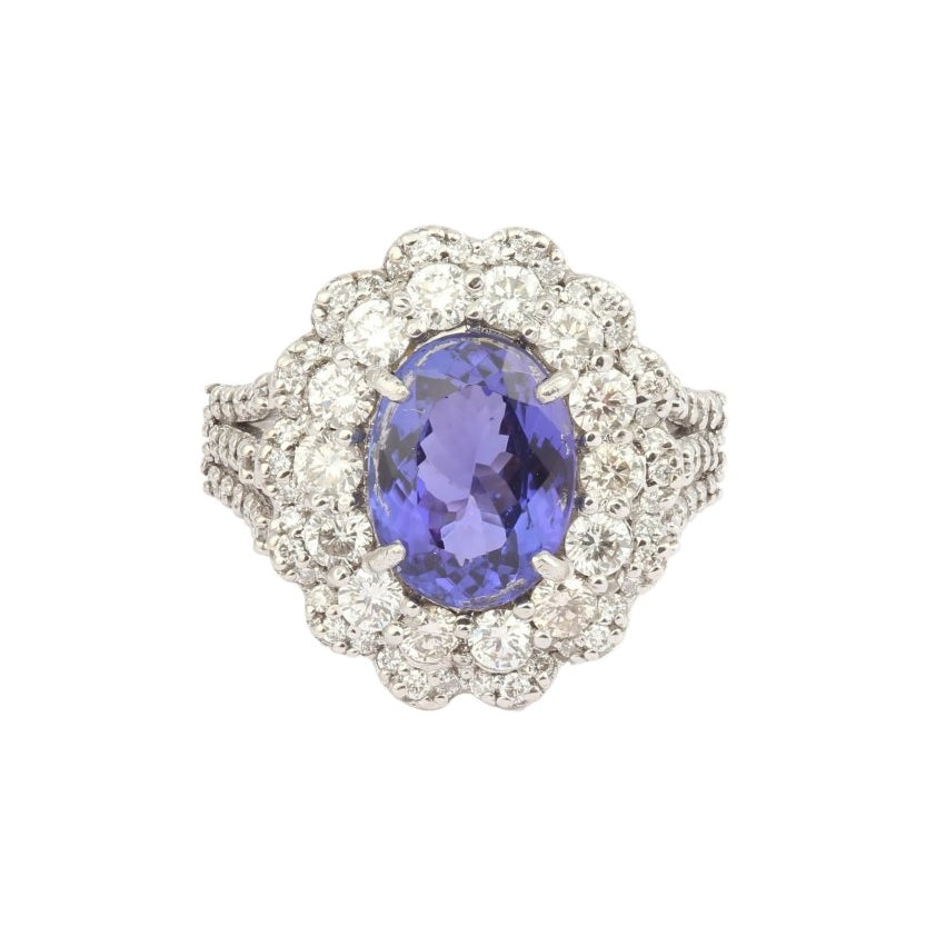 Bague Pompadour en or blanc, tanzanite, et diamants - Castafiore