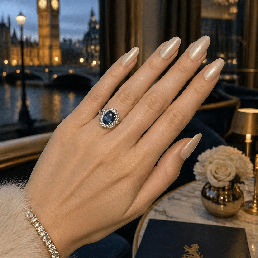 Bague Pompadour en or blanc, tourmaline et diamants - Castafiore