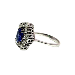 Bague Pompadour en or blanc, tourmaline et diamants - Castafiore