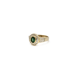 Bague Pompadour en or jaune, émeraude et diamants - Castafiore