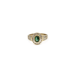 Bague Pompadour en or jaune, émeraude et diamants - Castafiore