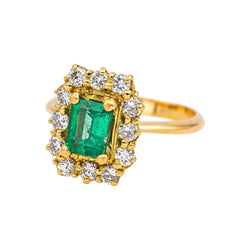 Bague Pompadour en or jaune, émeraude et diamants - Castafiore