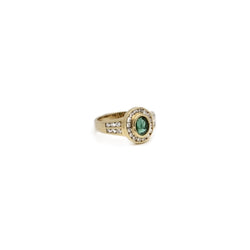Bague Pompadour en or jaune, émeraude et diamants - Castafiore