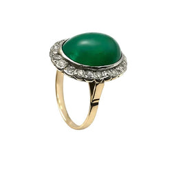 Bague Pompadour en or jaune, or blanc, jade et diamants - Castafiore
