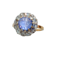 Bague Pompadour en or jaune, or blanc, saphir, et diamants - Castafiore