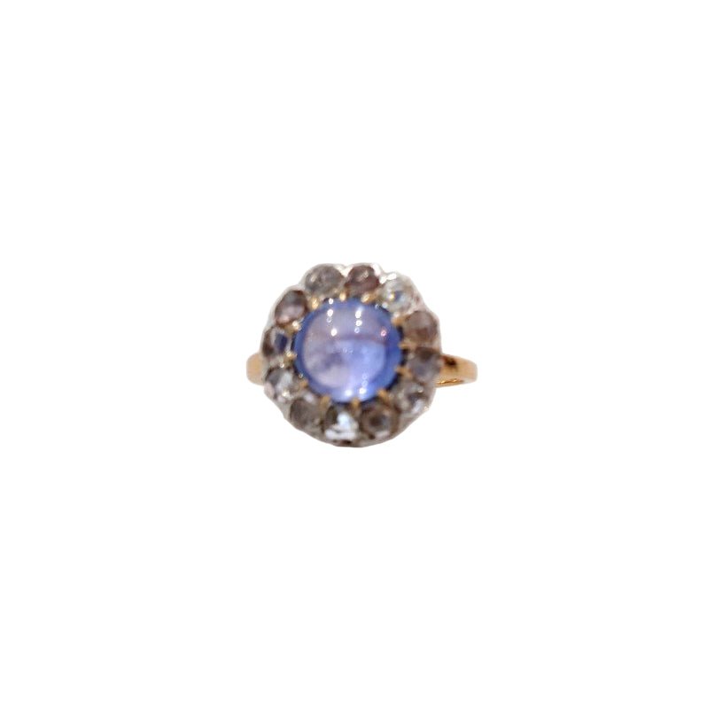 Bague Pompadour en or jaune, or blanc, saphir, et diamants - Castafiore