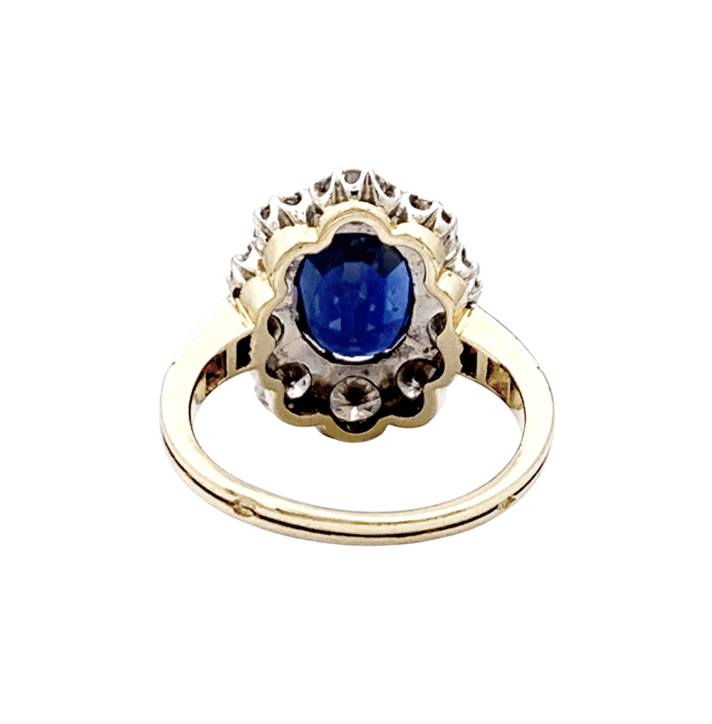 Bague Pompadour en or jaune, or blanc, saphir et diamants - Castafiore