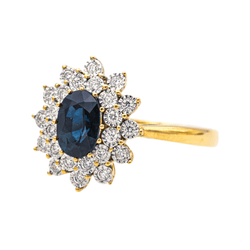 Bague Pompadour en or jaune, or blanc, saphir et diamants - Castafiore