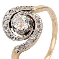 Bague Pompadour en or jaune, platine et diamants - Castafiore