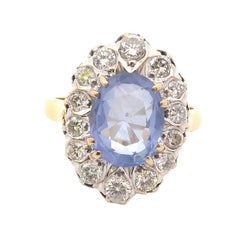 Bague Pompadour en or jaune, platine, saphir et diamants - Castafiore