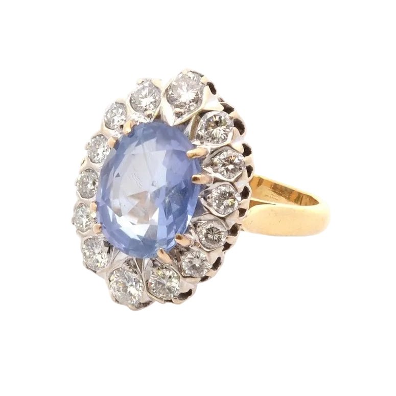 Bague Pompadour en or jaune, platine, saphir et diamants - Castafiore