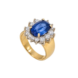 Bague Pompadour en or jaune, saphir et diaants - Castafiore