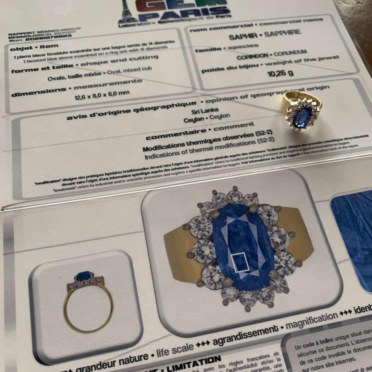 Bague Pompadour en or jaune, saphir et diamants - Castafiore