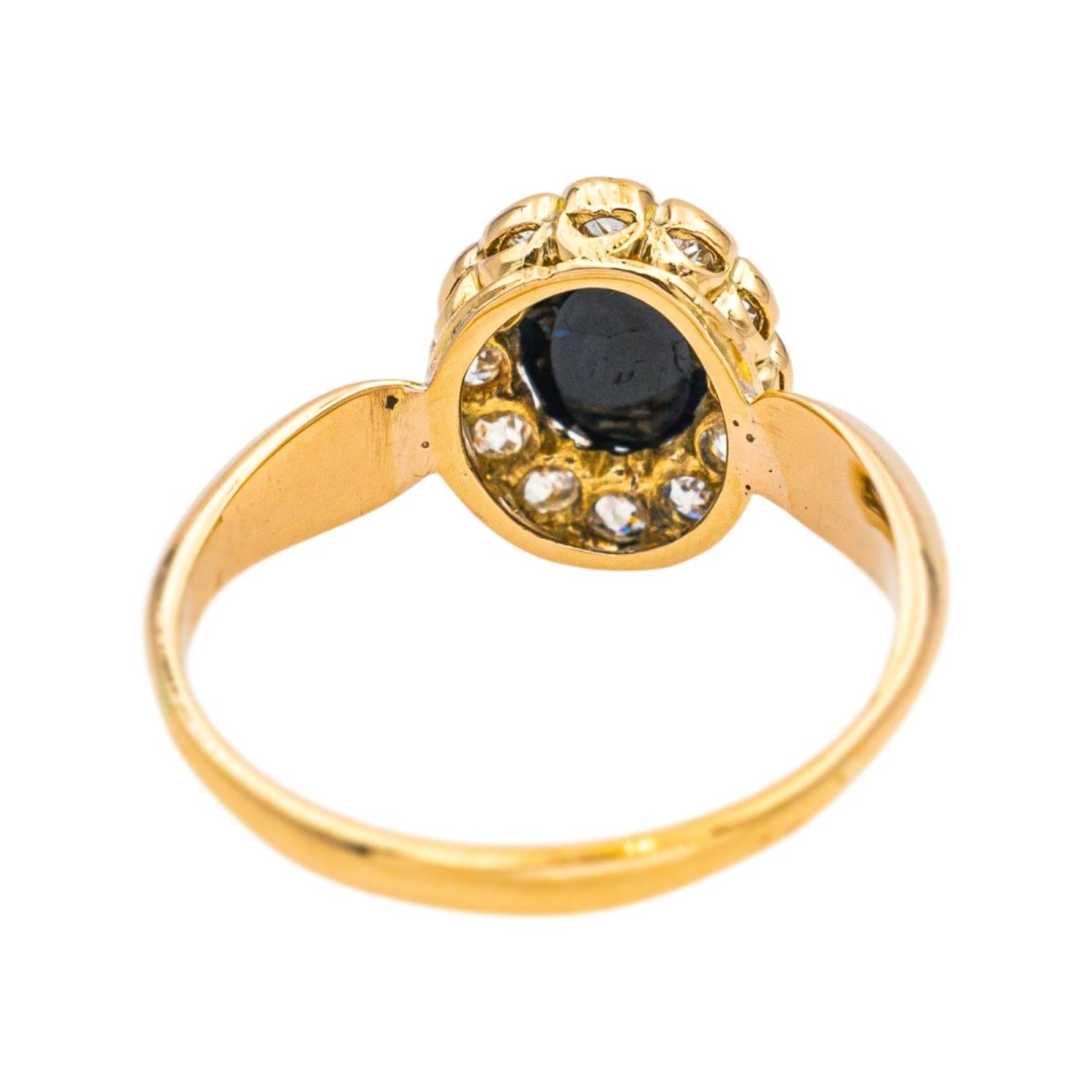 Bague Pompadour en or jaune, saphir et diamants - Castafiore