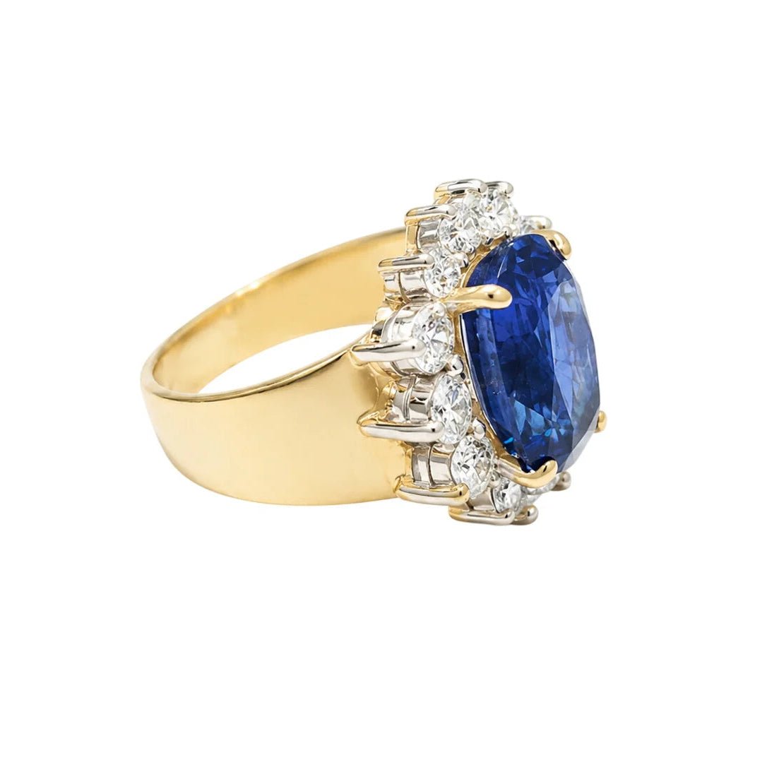 Bague Pompadour en or jaune, saphir et diamants - Castafiore