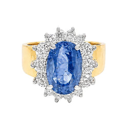 Bague Pompadour en or jaune, saphir et diamants - Castafiore