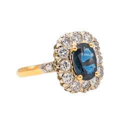 Bague Pompadour en or rose, or blanc, saphir et diamants - Castafiore