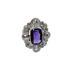 Bague Pompadour en platine, améthyste et diamants - Castafiore
